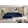 Solange Left Hand Facing Corner Sofa Bed - Navy Blue