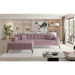 Solange Left Hand Facing Corner Sofa Bed - Pink