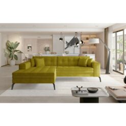 Solange Left Hand Facing Corner Sofa Bed - Yellow