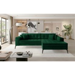 Solange Right Hand Facing Corner Sofa Bed - Bottle Green