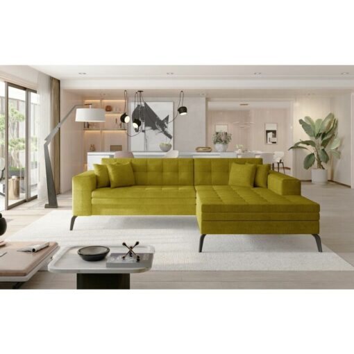 Solange Right Hand Facing Corner Sofa Bed - Yellow