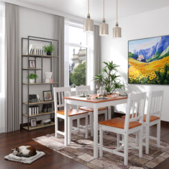 Solid Wooden Dining Table and 4 Chairs Set Dining Kitchen Furniture Natural Pine Honey - Elegant