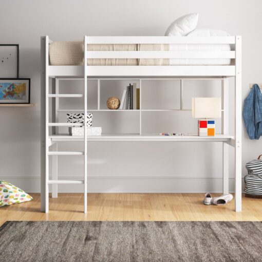 Solorzano European Single (90 x 200cm) Mate's & Captain's High Sleeper Loft Bed Bed with Bookcase