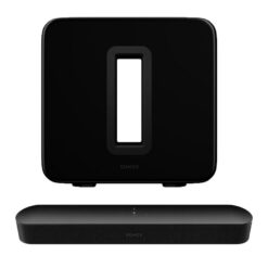 Sonos Beam (Gen 2) Compact Sound Bar & SUB (Gen 3) Wireless Subwoofer Bundle - Black, Black