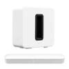 Sonos Beam (Gen 2) Compact Sound Bar & SUB (Gen 3) Wireless Subwoofer Bundle - White, White