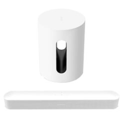 Sonos Beam (Gen 2) Compact Sound Bar & SUB Mini Wireless Subwoofer Bundle - White, White