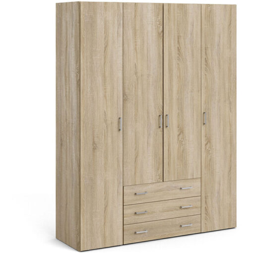 Space Wardrobe - 4 Doors 3 Drawers in Oak 2000