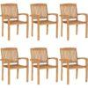 Stacking Garden Chairs 6 pcs Solid Teak Wood vidaXL