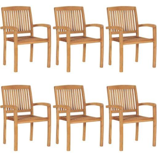 Stacking Garden Chairs 6 pcs Solid Teak Wood vidaXL