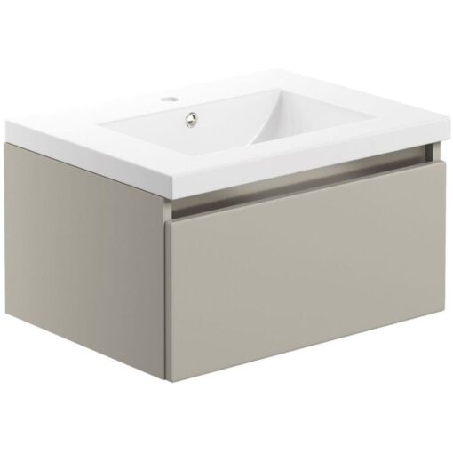 Stockholm Wall Hung 1-Drawer Vanity Unit with Basin 615mm Wide - Latte - Signature