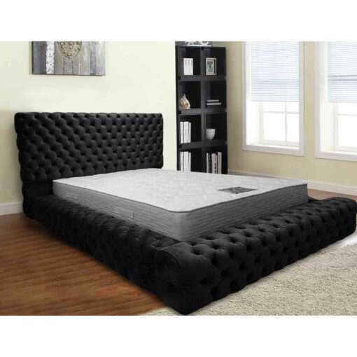 Sultan Bed King Plush Velvet Steel