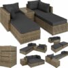 Sun Lounger Set San Domino - 2 loungers, 1 table, aluminium frame - garden sofa, rattan sofa, garden sofa set - nature