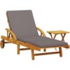 Sun Lounger with Cushion and Table Solid Wood Acacia vidaXL