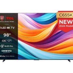 TCL 98C655K 98" Smart 4K Ultra HD HDR QLED TV with Google Assistant & Amazon Alexa, Silver/Grey