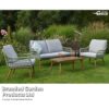 Thompson&morgan - Aluminium Garden Sofa, Armchairs and Coffee Table Furniture 4 Piece Set in Sage Green