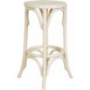 Thonet solid ash stool in antique white finish - light walnut