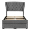 Upholstered Bed With 4 Drawers Gray