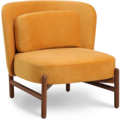 Velvet Upholstered Armchair with Wood - Brina