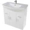 Verona Floor Standing 3-Door and 2-Drawer Vanity Unit with Basin 860mm Wide - Gloss White - Orbit