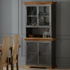 Verty Furniture - Cosmopolitan Industrial Sideboard Hutch - Wood & Metal - Brown