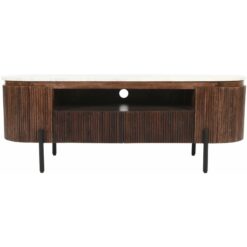 Verty Furniture - Luxor Mango Wood Tv Cabinet With Marble Top & Metal Legs