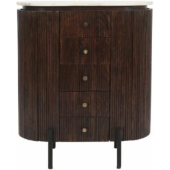 Verty Furniture - Luxor Mango Wood Wide Chest Of Drawers with Marble Top & Metal Legs