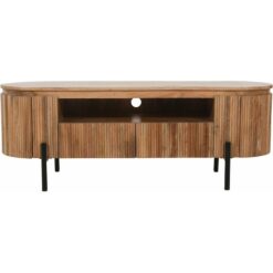 Verty Furniture - York Natural Solid Wood Tv Cabinet With Metal Legs