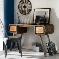 Vertyfurniture - Retro Metal & Wood Desk - Two-Tone