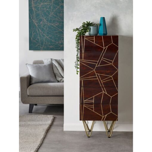 Vertyfurniture - Tall Chest of drawers Dallas Dark Mango - Dark Wood