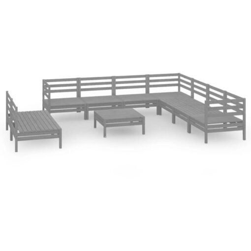 Vidaxl - 10 Piece Garden Lounge Set Solid Wood Pine Grey Grey