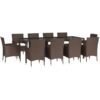 Vidaxl - 11 Piece Garden Dining Set with Cushions Brown Poly Rattan Brown