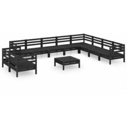 Vidaxl - 11 Piece Garden Lounge Set Solid Wood Pine Black Black