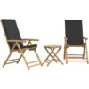 Vidaxl - 3 Piece Folding Bistro set with Dark Grey Cushions Bamboo Brown