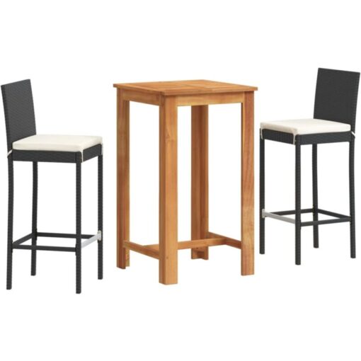 Vidaxl - 3 Piece Garden Bar Set Black Solid Wood Acacia and Poly Rattan Black