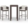 Vidaxl - 3 Piece Garden Bar Set with Cushions Poly Rattan Brown Brown