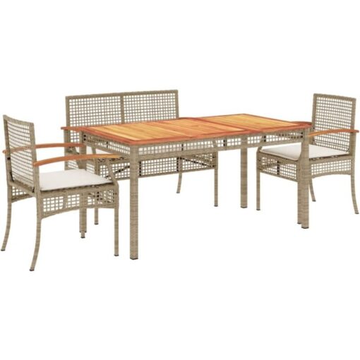 Vidaxl - 4 Piece Garden Dining Set with Cushions Beige Poly Rattan Beige