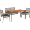 Vidaxl - 4 Piece Garden Dining Set with Cushions Grey Poly Rattan Grey