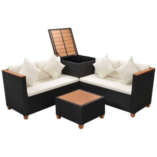 Vidaxl - 4 Piece Garden Lounge Set with Cushions Poly Rattan Black Black