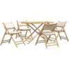 Vidaxl - 5 Piece Folding Bistro set with Cream White Cushions Bamboo Brown