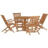 Vidaxl - 5 Piece Folding Outdoor Dining Set Solid Wood Teak Brown