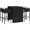 Vidaxl - 5 Piece Garden Bar Set with Cushions Black Poly Rattan Black