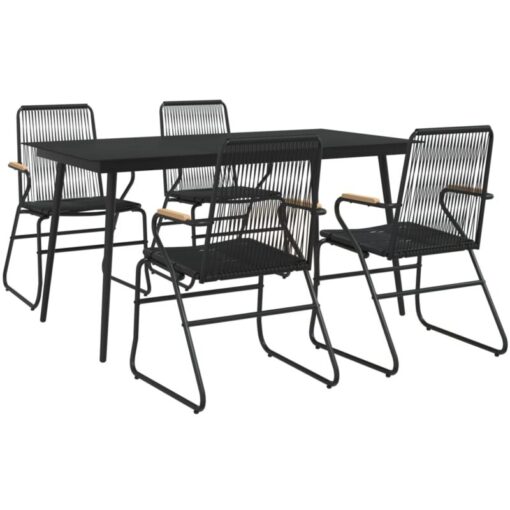 Vidaxl - 5 Piece Garden Dining Set Black pvc Rattan Black