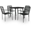 Vidaxl - 5 Piece Garden Dining Set Cotton Rope and Steel Black Black