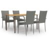 Vidaxl - 5 Piece Garden Dining Set Poly Rattan Grey Grey