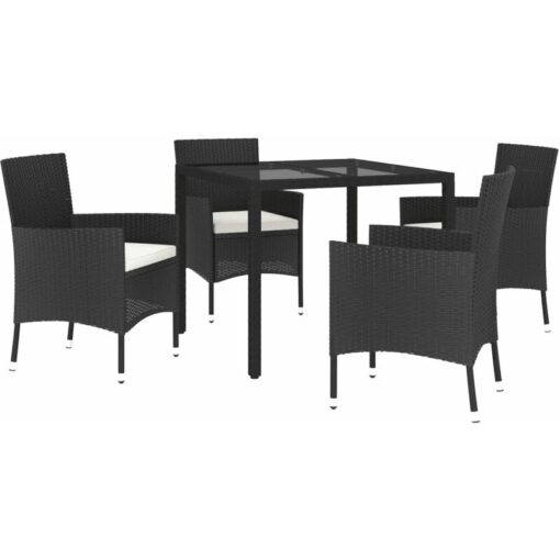 Vidaxl - 5 Piece Garden Dining Set with Cushions Black Poly Rattan Black