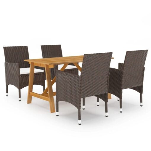 Vidaxl - 5 Piece Garden Dining Set with Cushions Brown Brown