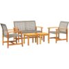 Vidaxl - 5 Piece Garden Lounge Set Grey Poly Rattan and Acacia Wood Grey