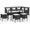 Vidaxl - 5 Piece L-shaped Couch Sofa Set with Cushions Poly Rattan Black Black