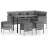 Vidaxl - 5 Piece L-shaped Couch Sofa Set with Cushions Poly Rattan Grey Grey