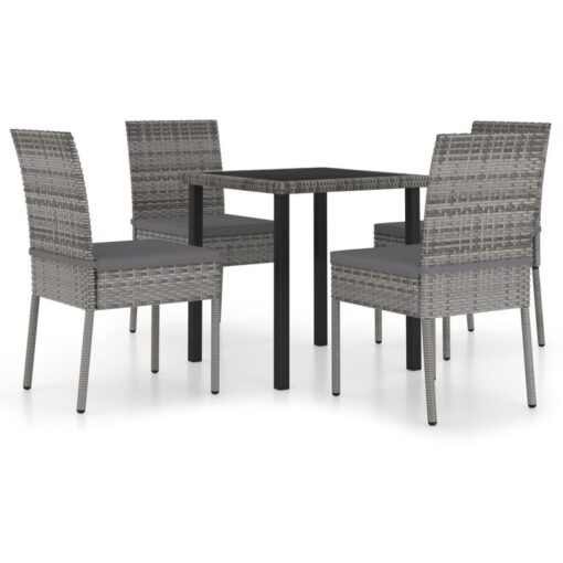 Vidaxl - 5 Piece Outdoor Dining Set with Cushions Poly Rattan Grey Grey